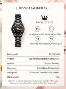 OLEVS. OLEVS Ladies' Watch, Ladies' Original Diamond Watch, Waterproof Luminous Stainless Steel Luxury Quartz Women's Watch, Gold Watch