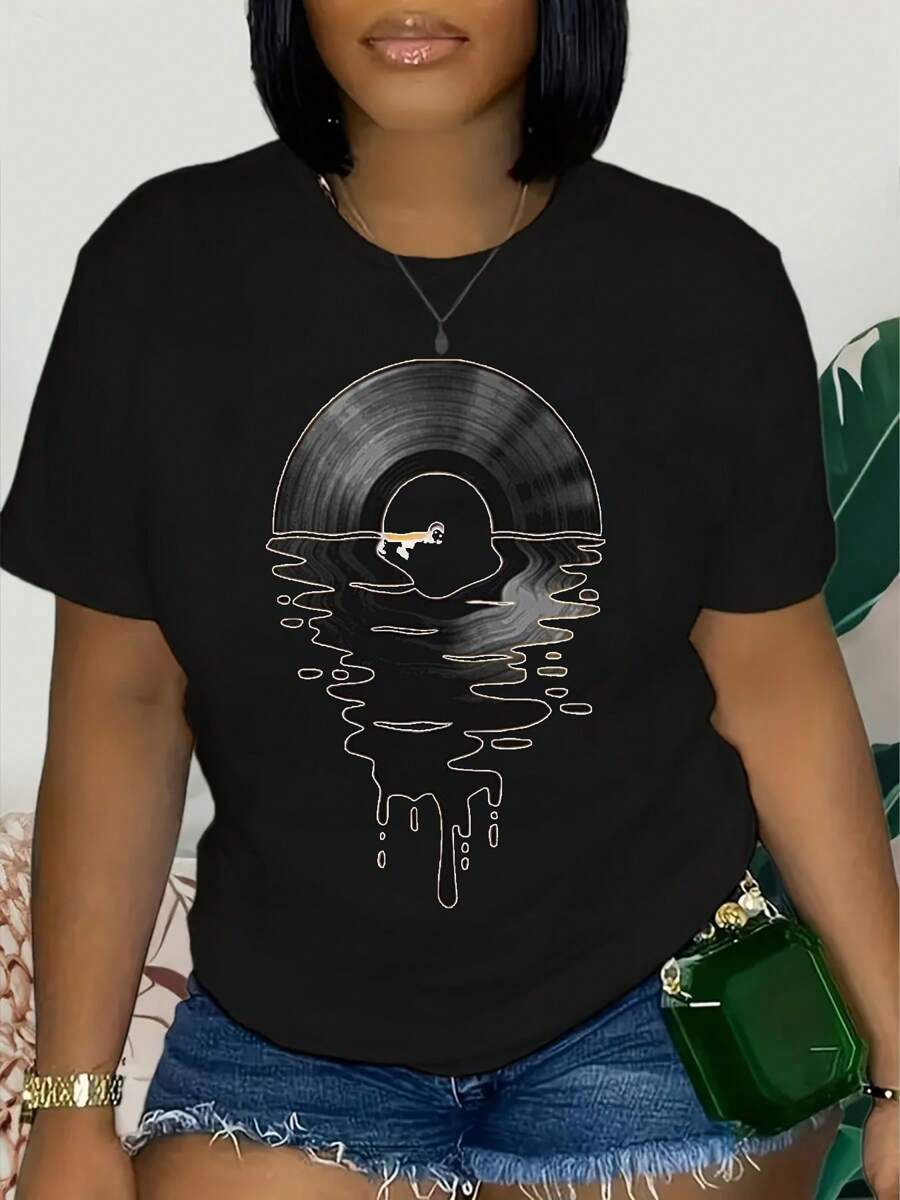 Vinyl Record Shirt, Vinyl Cool Sunset, Music Lover Tee For Men, Music Gifts For Her, LP Record Collector, DJ Music Clothing, Teacher Gifts