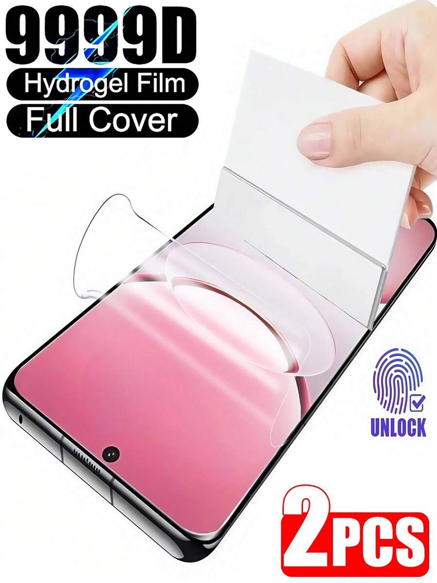 2 片高清水凝胶软膜适用于三星 Galaxy S23 S22 S25 S24 Ultra/兼容华为/兼容小米 Redmi Note 14 13 Pro+ 4g 5g/Honor/Realme/OPPO/VIVO/OnePlus 防爆防刮手机屏幕保护膜非玻璃屏幕保护必备品，适用于日常防护、办公室、家用手机配件防水防震防摔防摔防指纹全覆盖