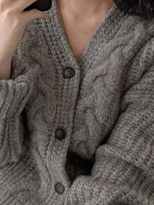 JIANHU 女式复古粗针织开衫，秋冬季 - 正面纽扣，长袖，非常适合情人节及其他场合