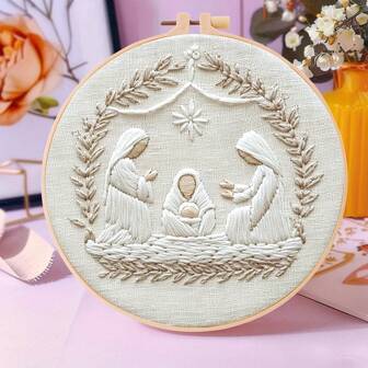 1 件刺绣套装，15x15 厘米/5.9x5.9 英寸，20x20 厘米/7.9x7.9 英寸，新生活图案，包含针、线、预印布、绣花箍和说明书。适合初学者，是送给家人和朋友的理想礼物，易于学习的 DIY 手工艺术，家庭办公室墙面装饰艺术