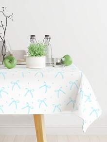 1件蓝色领结图案婴儿派对桌布，优雅的蓝色领结图案一次性防水桌旗，非常适合宝宝一周岁生日派对、性别揭晓派对、男宝宝派对礼物、餐桌、橱柜、吧台礼物、户外露营野餐桌布，易于清洁 - 藍色蝴蝶結 - 查看 8