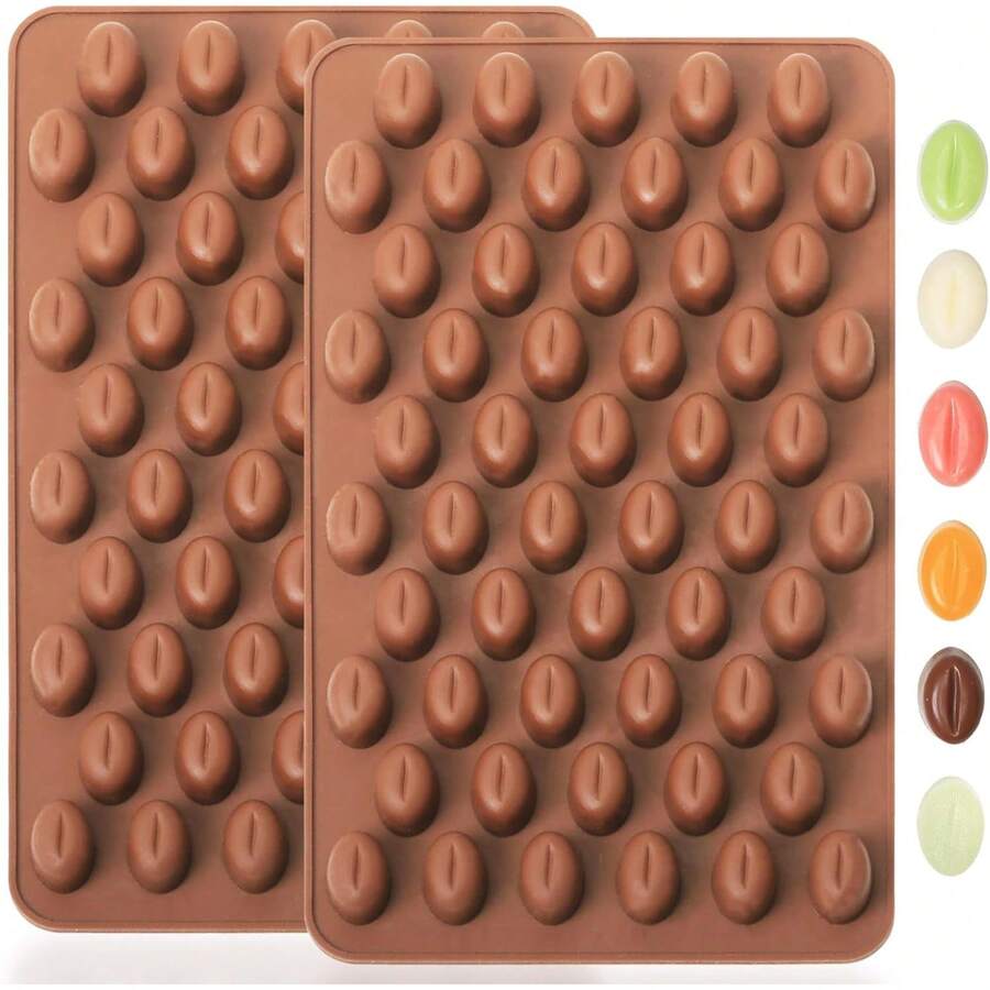 Mini Coffee Bean Molds, 55 Cavities Silicone Chocolate Mold With Coffee Bean Shape, Mini Silicone Mold For Homemade Sugar Free Chocolate Chips/Snacks/Cake Decor - Multicolor - View 1