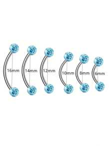 1/6pcs Shiny Crystal Ball Eyebrow Ring, Tongue Ring, Earring, Lip Ring 16G Stainless Steel 6mm 8mm 10mm 12mm 14mm 16mm Body Piercing Jewelry, Suitable For Daily Wear - Coated Drill Ball - View 27