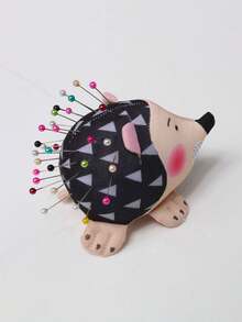 1 件可爱针垫针垫刺猬形状柔软面料针垫圆形针绗缝支架女士缝纫工艺工具 - 彩色 - 查看 4