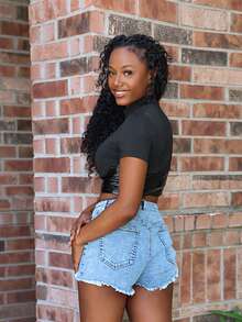 Steph T Summer Distressed Washed Slim Fit Mini Denim Shorts Slim Fit Distressed Denim Casual Summer Women Warm Weather Daily - Light Wash - View 6