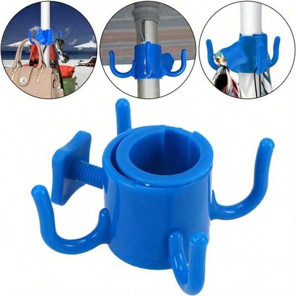Versatile Beach Umbrella Hook - Adjustable 4-Claw Hanger For Towels, Bags & Hats, Fits 1.91cm To 3.2cm Poles, Durable Plastic, Perfect For Camping & Outdoor Adventures
