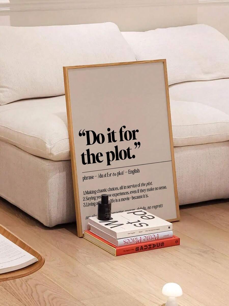 1pc Unframed Dictionary Definition Print | Digital Download | Minimalist Wall Art | "For The Plot" Themed Girl's Room Decor | Dorm Poster - Multicolor - View 1