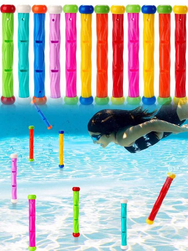 4pcs-Diving Sticks Pool , Underwater Training Pool Dive Stick For , Colorful Swimming Sinking Throwing Sticks For Gifts Summer Swim Training Water Fun Pool, Underwater Diving Stick Toy Visual Development 3+ Pool Diving Toy Colorful Lightweight, Summer New Diving Pool Toys Treasure Hunting Swimming Practice Buoyancy Cloth Sticks Underwater Floating Cognition Toys