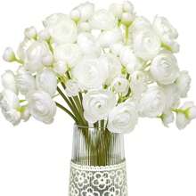 36pcs Ranunculus Artificial Flower Light Champagne Silk Flowers Faux DIY Bouquet For Wedding Engagement Centerpieces Arrangements Bridal Shower Decorations Home Decor