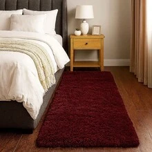 Soft Plush Extra Soft Runner Rug 2 Meters X 60 Cm - 勃根地 - 查看 2