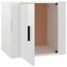 Mesita de noche Larryhot Blanco Brillo 50x39x47 cm, bonita y práctica, ideal para almacenaje y decoración del hogar - Blanco - Ver 7