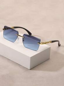 Augonstern 1 paire de lunettes de mode décoratives sans cadre à imprimé léopard, lunettes à petite monture à la mode pour les vacances à la plage