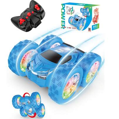 Auto na dálkové ovládání 4x4, 2,4 GHz RC kaskadérské auto s otočením a rotací o 360°, LED světla, dobíjecí terénní vozidlo, dárek k venkovnímu/vnitřnímu použití pro chlapce a dívky ve věku 3-12 let, Vánoce/Halloween/narozeniny