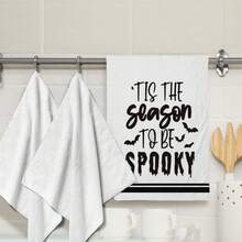 2/4/6/48pcs Ghostly Letter Print Soft Kitchen Towels/Hand Towels, Multi-Purpose, Quick Drying Dish Cloths, Suitable For Kitchen, Celebrations, Weddings, Decorations And More