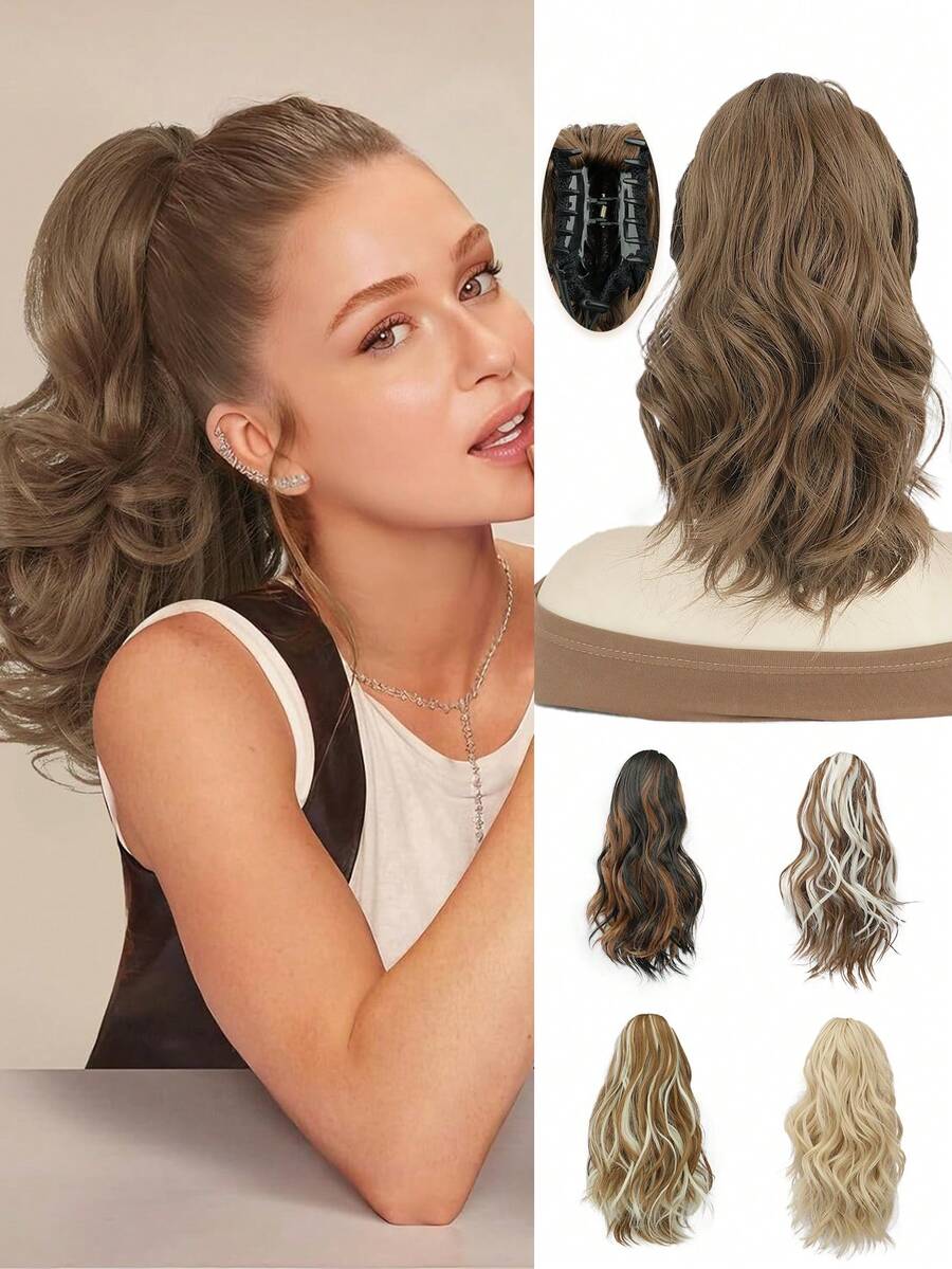 Ponytail Extension - Clip In Ponytail Hair Extensions, Curly Wavy Pony Tails Hair Extensions, Synthetic Claw Clip Ponytail Extension For Women ﻿ - Multicolor - View 1