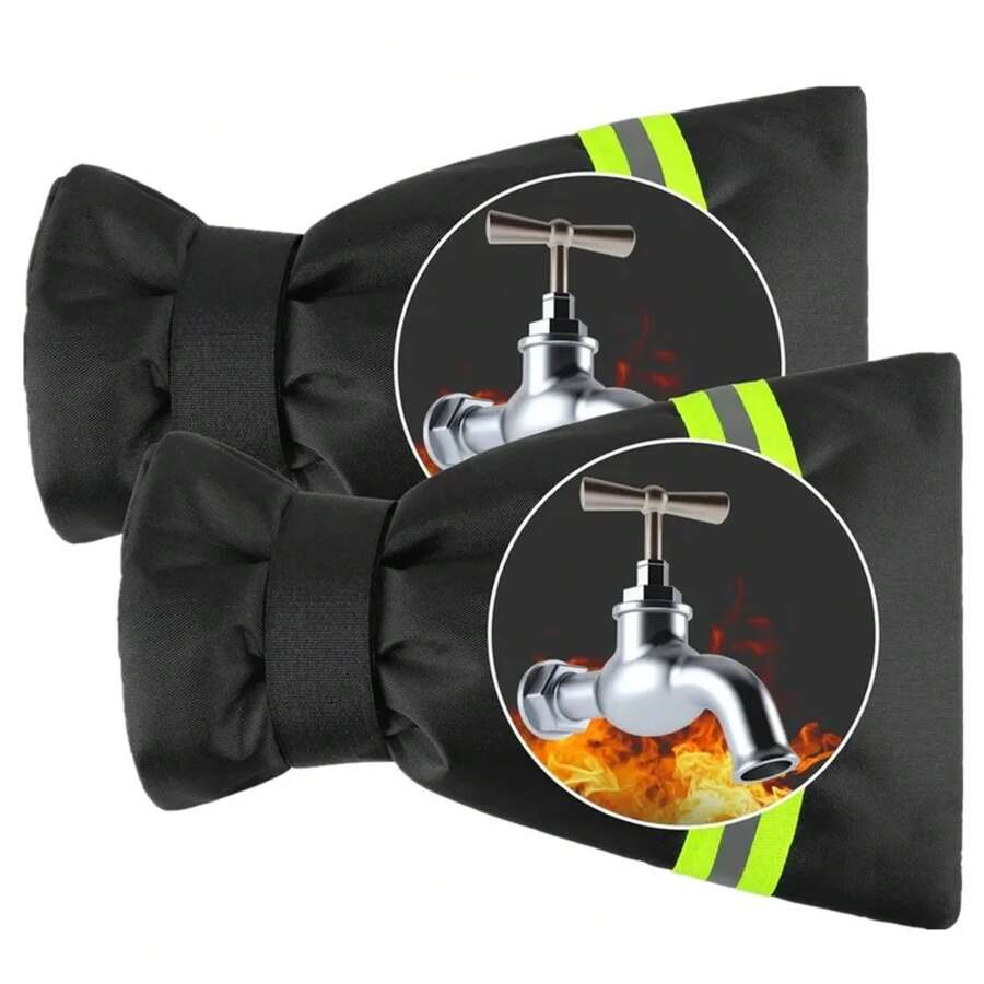 Cubierta de grifo exterior de 2 piezas, cubierta de grifo exterior gruesa, cubierta de grifo exterior aislada, impermeable, protege de la congelación y explosión - Negro - Ver 1