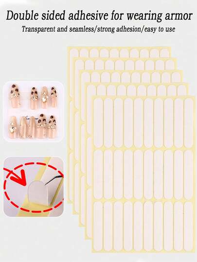 1/5/10片装美甲穿孔双面胶带、美甲展示胶带、美甲穿孔工作板胶带、未切割水晶双面胶带、无痕透明胶带穿甲收纳盒、美甲透明防尘展示盒