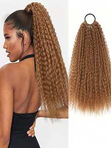 Elegant Curly Synthetic Ponytail, Wrap Around Ponytail Extensions, Deep Curly Rope Hair Accessory, 20 Inch Long Afro Ponytail, 1 Bunch Ladies Coiffure Ponytail