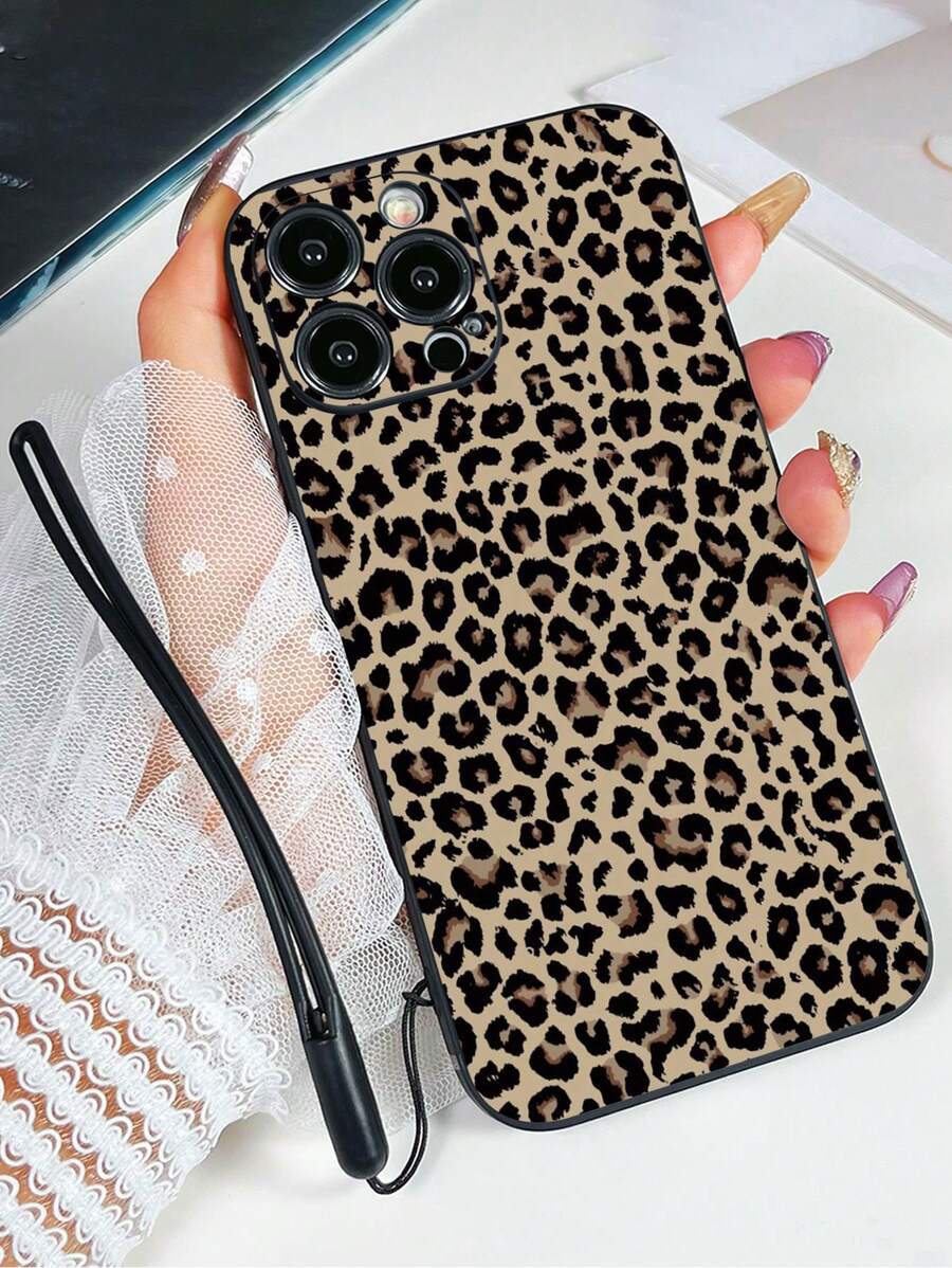 1 件黑色 TPU 豹纹防震手机壳和 1 件黑色硅胶腕带，适用于 Apple/配套手机壳/带挂绳的手机壳/有趣的手机壳/Android 手机壳/手机壳/手机壳/OPPO 手机壳/Galaxy 防水防摔防刮 - 彩色 - 查看 1