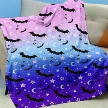 1pc Unique Design Colorful Halloween Bat Pattern Blanket - Soft, Comfortable, Lightweight And Warm Blanket - Soft, Warm, Comfortable, Suitable For Sofa, Bed, Car, Office, Camping - All Season Creative Gift Blanket