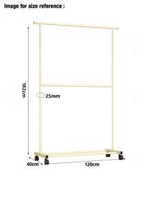 A Floor-Standing, Portable Clothes Rack With Wheels, Suitable For Home Use, Single Or Double Poles, For Drying Clothes And Hats, For Balconies, For Bedrooms, Simple Wrought Iron Clothing Storage Racks, For Clothing Stores, Roller Clothing Display Ra - Beige(182x120) - View 6