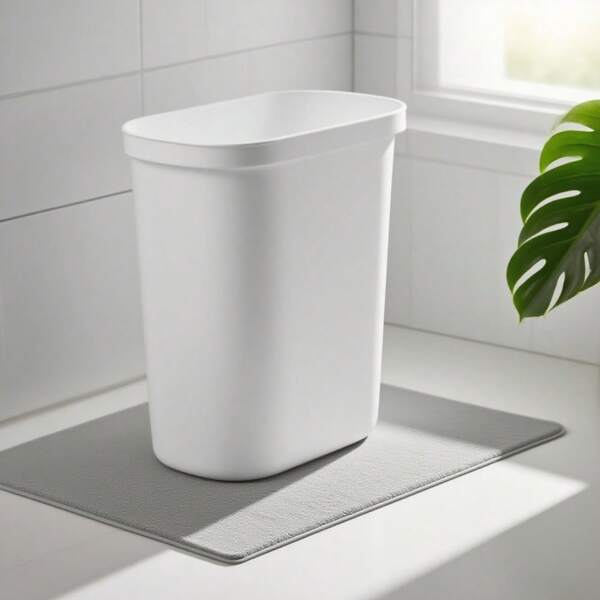 Compact Plastic Trash Can For Bathroom Or Kitchen, 2.5 Gallon White Waste Basket