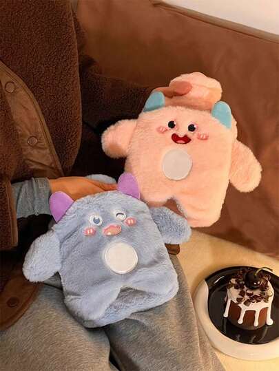 1pc Water Injection Type Hot Water Bag, PVC Material, Explosion-Proof, Anti-Scalding Hand Warmer, Plush Cute Hot Water Bag, Can Unpick And Wash