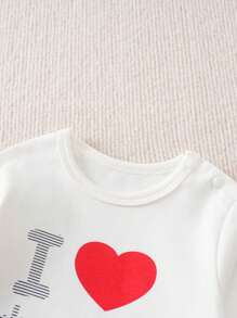 Yierying Baby Letter & Heart Print Long Sleeve Jumpsuit, Autumn/Winter - White - View 3