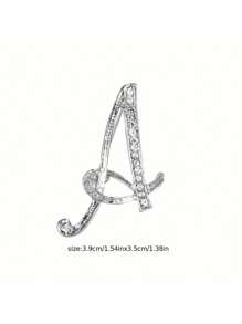 1 件 A-Z 字母水钻胸针 - 欧式风格，合金材质，镶嵌闪亮宝石，时尚别针，适合西装、衬衫、夹克、连衣裙、西装外套和毛衣，适合日常通勤、商务会议、约会和活动办公室配饰珠宝圣诞节万圣节衣服别针有趣可爱的教师礼物 - 銀色 - 查看 8