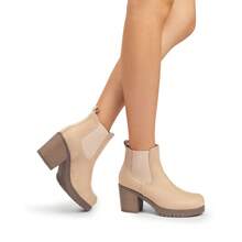 Botas de moda de mujer Liso Slip on Guay Elegante De moda - Albaricoque - Ver 5