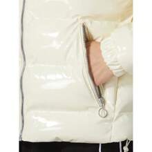 Nike Chaqueta acolchada de cuello alto para mujer, abrigo cálido, ropa deportiva - Beis - Ver 7