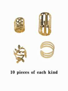 40 piezas Cuentas DIY doradas para rastas, anillos de hierro huecos, accesorios de cabello versátiles Pinzas de cabello
