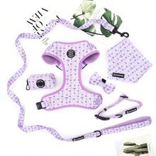 6pcs Dog Harness Set,Bowtie & Bandan, Adjustable Dog Harness And Collar,Dog Leash With Poop Bag Holder Set,For Pet Dog Walking. - Multicolor - View 11