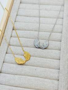 1 chiếc vòng cổ hình đôi cánh thiên thần thanh lịch và dễ thương, làm bằng thép không gỉ mạ vàng, tay nghề đúc chính xác - Vòng cổ đôi cánh - Xem 8