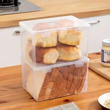 1/2pcs Transparent Leak-Proof & Reusable Bread Box With Lid Storage Box - Stackable Food Container For Toast, Fruits & Vegetables
