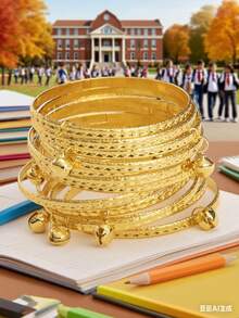 12pcs Girls & Teens Jingle Bell Bracelets, Suitable For Daily Wear - one-size - View 9