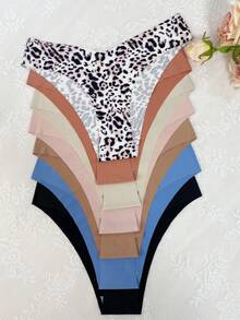 15/8/7 PCS Women's Low-Waist Seamless-Cut Briefs,Halloween Costumes,Christmas, Bragas Mujer,Featuring Comfortable, Soft And Breathable Wear, Good Quality, Highlighting Elegant And Sexy Temperament, Suitable For Yoga, Sports, Fitness, Daily Life, Home, Going Out And Work, Made Of Premium Fabric With Quick-Drying And Lightweight Properties. - 彩色 - 查看 10