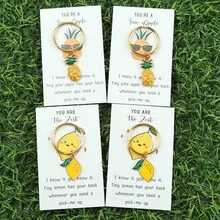 5pcs Cute Personalized Lemon Pineapple Strawberries Bananas Keychain Set With Pocket Card For Family And Friends - A Little Gift To Remind You Of Strength And Resilience Bag Charms Car Accessories Teacher Sister Gift Ideas