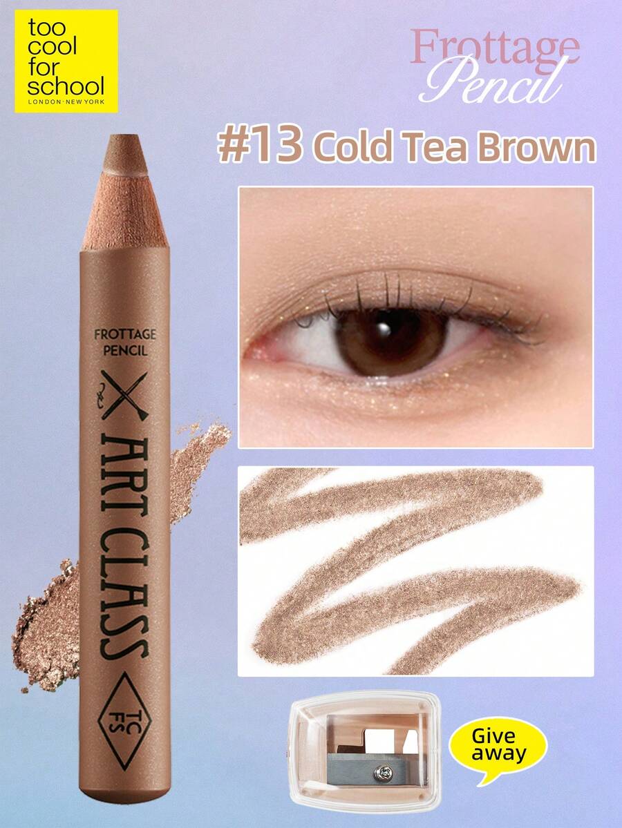Too Cool for School Artclass Frottage 铅笔，免费赠送 1 个专业铅笔刀，眼影和眼线笔和眼袋笔，荧光笔，闪光笔，增白笔，眼影涂抹棒，多维眼妆霜眼影棒，眼线笔，可混合眼影棒和眼线笔，眼影增白剂，柔和自然的混合，细腻的质地，持久明亮的光泽，光滑的日常妆容，K Beauty - #13 Cold Tea Brown - 查看 1