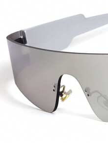 1 Pair Unisex Frameless Futuristic Punk Y2K Style Mirrored Reflective Lightweight Fashionable Goggles For Cycling & Sports - Silver - View 6