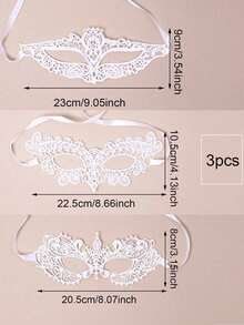3pcs - Holiday Party Decoration White/5pcs Black Lace Mask, Masquerade Mask For Women, Adjustable Strap Eyeshade - 白色 - 查看 3
