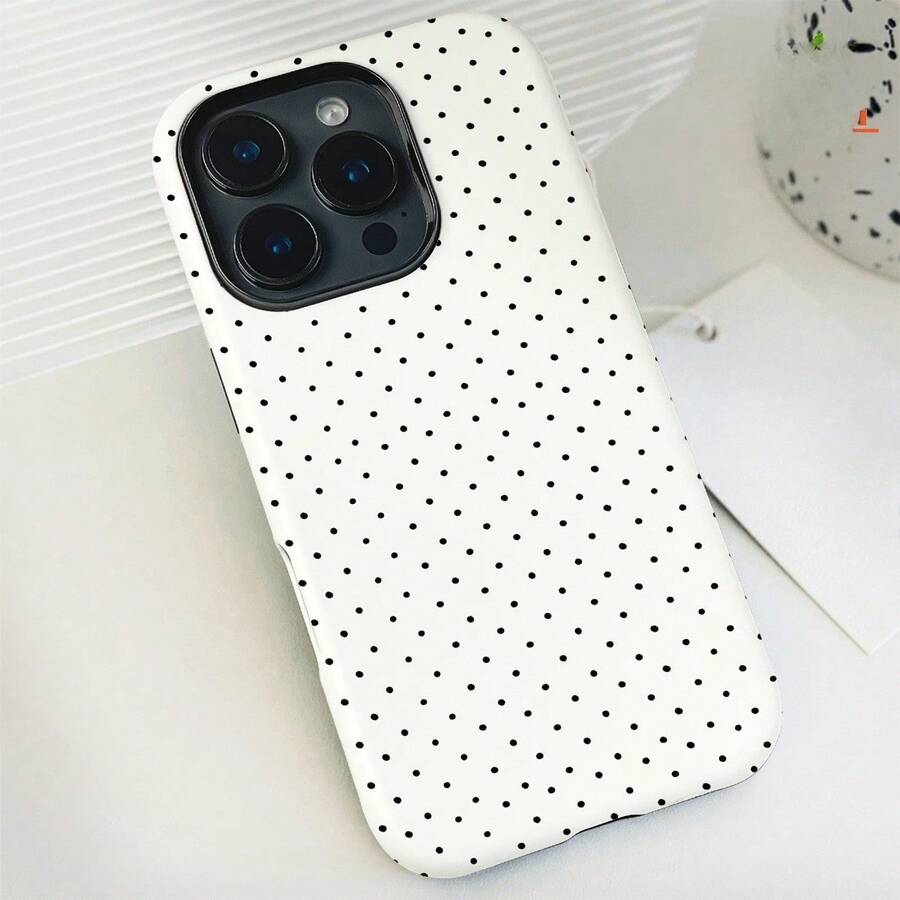 Fashionable Polka Dot Pattern Phone Case Compatible With IPhone17 Pro Max, IPhone16 Pro Max, IPhone15 Pro, 15 Plus, IPhone14 Plus, IPhone13 Pro, IPhone12, IPhone11 Shock-Absorbing Durable Soft-Edge Back Cover With Full-Cover Glossy Protective Case Perfect For Daily Use The Ideal Birthday Or Valentine's Day Gift For Friends And Family - FL2IN1 波爾卡圓點 - 查看 1