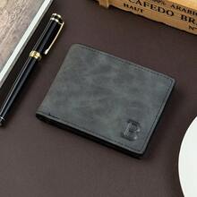 Ví đựng tiền xu nam ngắn, kiểu dáng thời trang, chất liệu vải mờ cổ điển, đựng nhiều thẻ, quà tặng lý tưởng cho nam giới. Ví mini, ví cầm tay, ví da, ví nhỏ, ví mùa thu. - màu đen - Xem 7