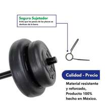 Barra Recta 1.20 Con 8 Discos De 5kg Total 40 Kg - Negro - Ver 2