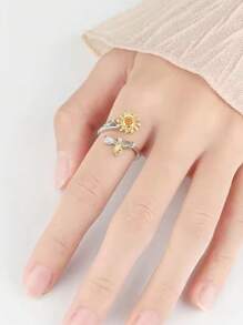 1 Stück modischer drehbarer Stern, Mond, Sonnenblume, Totem, Windmühlen Design Ring, unisex personalisierter doppellagiger Drehring