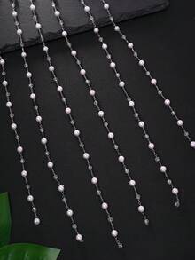 1 件全新仿珍珠流苏头带，优雅网眼头饰，高端新娘婚礼派对发饰，适合女士、秋季、旅行、美发工具、女士配饰、发饰 - 銀色 - 查看 6