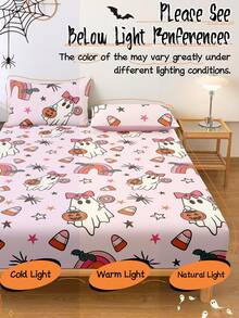 Sábana ajustada con tema de Halloween, protector de colchón con tema de Halloween, funda de cama, cómoda y transpirable, anti-pelusas, patrón de dibujos animados, decoración de habitación, a prueba de polvo y antideslizante, adecuado para todos los tamaños de cama - individual, doble, queen, king, adecuado para todas las estaciones, no incluye almohada y funda de almohada, lavable a máquina, regalo festivo, decoración de otoño, decoración de habitación - Multicolor - Ver 7