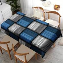 1 pièce Nappe à motif carré en bleu, blanc, gris - Convient pour la décoration de la maison - Peut être utilisée pour la cuisine, la salle à manger, les fêtes et les cadeaux