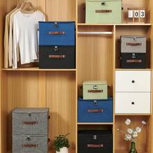 Storage Bins Boxes With Zipper Lid Combination Lock PU Leather Handles Cotton Linen Fabric Lidded Lockable Baskets Foldable Washable Closet Shelf Organizer Container (Light Green, Large)Halloween - 黑色 - 查看 3